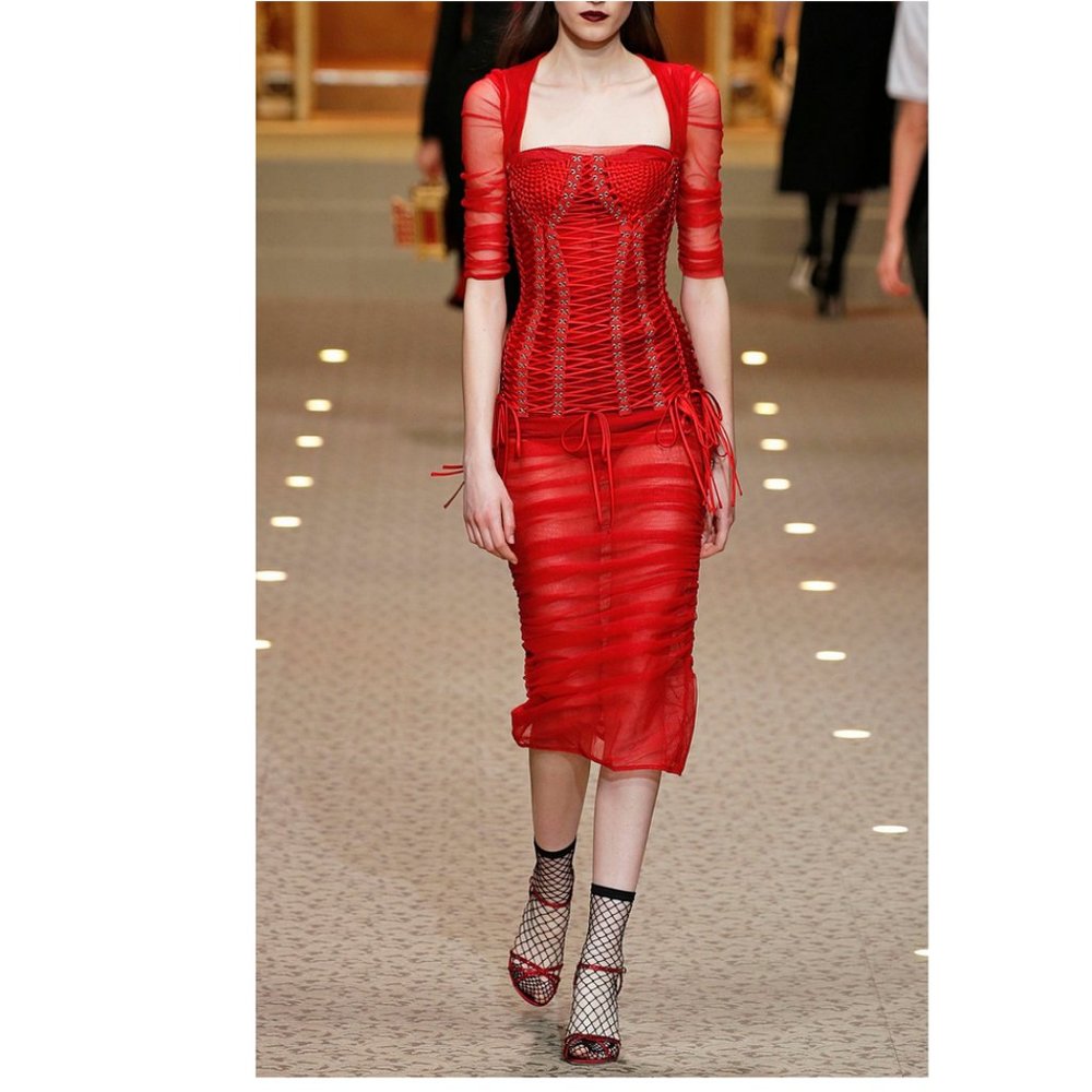 Auc New Runway D&G Bustier Ruched Chiffon Dress - Picture 7 of 14